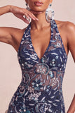 Robe courte de rentrée à la maison à col nu à col nu Sequins bodycon, dors nus