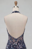 Robe courte de rentrée à la maison à col nu à col nu Sequins bodycon, dors nus