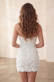 Robe de rentrée courte bodycon Ivory Sweetheart avec paillettes