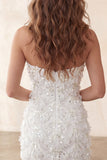 Robe de rentrée courte bodycon Ivory Sweetheart avec paillettes
