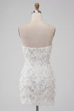 Robe de rentrée courte bodycon Ivory Sweetheart avec paillettes