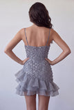 Robe courte de rentrée courte à la maison avec des bretelles fines couleur lavande poussiéreuse Bodycon, lavande poussiéreuse