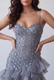 Robe courte de rentrée courte à la maison avec des bretelles fines couleur lavande poussiéreuse Bodycon, lavande poussiéreuse