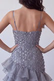Robe courte de rentrée courte à la maison avec des bretelles fines couleur lavande poussiéreuse Bodycon, lavande poussiéreuse