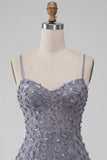 Robe courte de rentrée courte à la maison avec des bretelles fines couleur lavande poussiéreuse Bodycon, lavande poussiéreuse