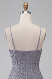 Robe courte de rentrée courte à la maison avec des bretelles fines couleur lavande poussiéreuse Bodycon, lavande poussiéreuse