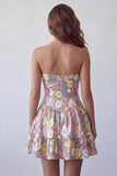Robe courte de rentrée à la maison rose scintillante en forme de fleurs à étages avec paillettes