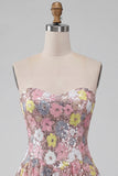 Robe courte de rentrée à la maison rose scintillante en forme de fleurs à étages avec paillettes