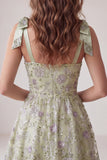 Robe courte de rentrée courte à la maison avec des brides épaisses en Sage Sage A-Line