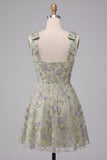 Robe courte de rentrée courte à la maison avec des brides épaisses en Sage Sage A-Line