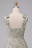 Robe courte de rentrée courte à la maison avec des brides épaisses en Sage Sage A-Line