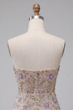 Sweetheart Dusty Sage Bodycon Corset fleural transparent Robe courte de rentrée à la maison avec perles