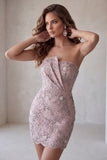Robe courte de rentrée courte de rentrée perlée bodycon, perle jointe en perles