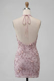 Robe courte courte de rentrée à la maison Fog à col nu à col nu-nu, perle florale