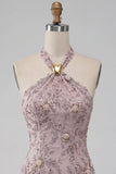 Robe courte courte de rentrée à la maison Fog à col nu à col nu-nu, perle florale