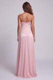 Robe de cérémonie longue à fines bretelles rose clair