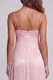 Robe de cérémonie longue à fines bretelles rose clair