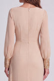 Champagne robes de cérémonie longue florale asymétrique à paillettes avec pan latéral