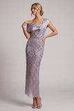 Robe de la mariée longue perlée à une épaule et longue robe de la mariée avec fente