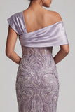 Robe de la mariée longue perlée à une épaule et longue robe de la mariée avec fente
