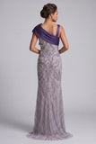 Robe longue de mère de la mariée avec une robe de perles perlée sirène et poches