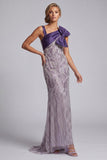 Robe longue de mère de la mariée avec une robe de perles perlée sirène et poches