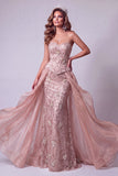 Blush de sirène, petite paillettes florales à lacets, dans le dos, robe de concours à volants