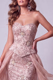 Blush de sirène, petite paillettes florales à lacets, dans le dos, robe de concours à volants