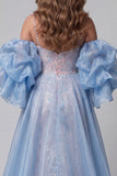 Sirène bleue et rose, paillettes florales, bretelles fines, longue robe de concours à volants, traîne à volants
