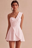 Robe de douche nuptiale blanche à une épaule en ligne A