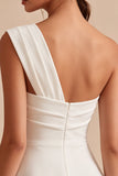 Robe de douche nuptiale blanche à une épaule en ligne A