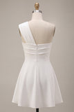 Robe de douche nuptiale blanche à une épaule en ligne A