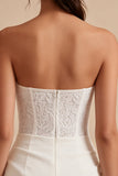 Robe de douche nuptiale blanche bodycon sans bustier avec dentelle