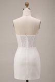 Robe de douche nuptiale blanche bodycon sans bustier avec dentelle