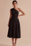 Robe de fiançailles blanche Midi à une épaule en ligne A