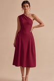 Robe de fiançailles blanche Midi à une épaule en ligne A