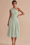 Robe de fiançailles blanche Midi à une épaule en ligne A