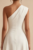 Robe de fiançailles blanche Midi à une épaule en ligne A