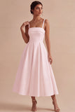 Robe de fiançailles Midi élégante à bretelles blanches en A