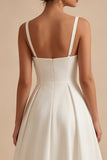 Robe de fiançailles Midi élégante à bretelles blanches en A