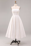Robe de fiançailles Midi élégante à bretelles blanches en A