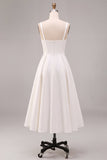 Robe de fiançailles Midi élégante à bretelles blanches en A