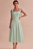 Robe de fiançailles Midi blanche à bretelles nœuds en A