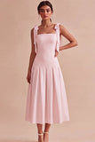 Robe de fiançailles Midi blanche à bretelles nœuds en A