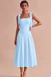 Robe de fiançailles Midi blanche à bretelles nœuds en A