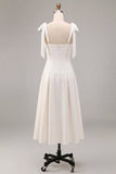 Robe de fiançailles Midi blanche à bretelles nœuds en A