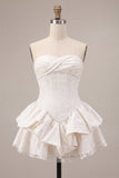 Robe de douche nuptiale Sweetheart à corset blanc ligne A, fleur à volants