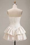 Robe de douche nuptiale Sweetheart à corset blanc ligne A, fleur à volants