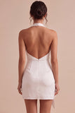 Petite robe blanche nu, bodycon moulante et dos nu,