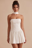 Robe nuptiale sans bustiers en ligne A avec écharpe au col